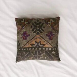 Urban Outfitters Tribal Pattern Accent Pillow in Olive, Purple, Tan